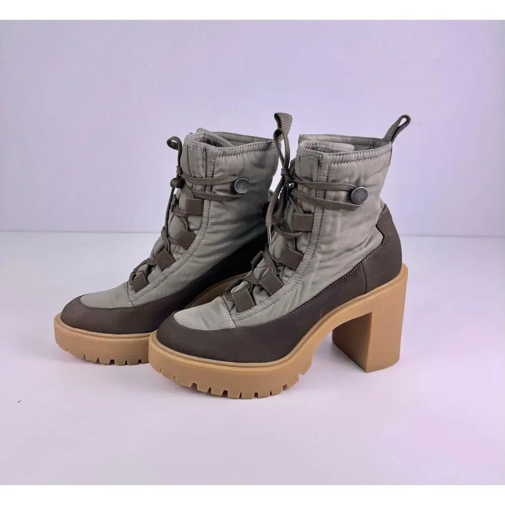 NWOT Dolce Vita Celida Lace Up Heeled Ankle Hiking Boots Lug Sole Size 7 - Picture 4 of 7